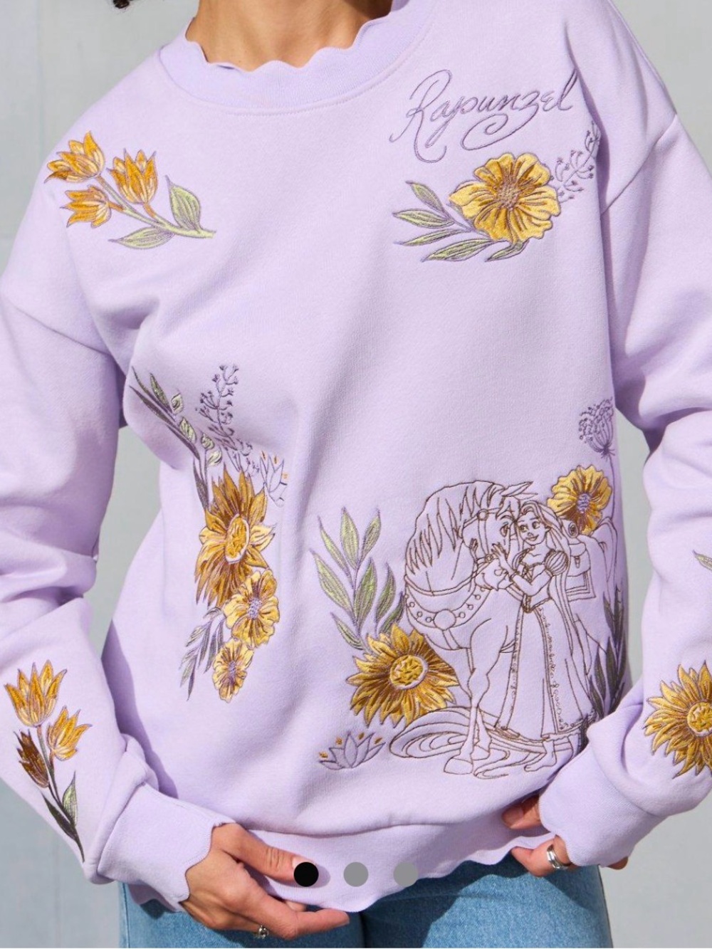 Disney Lilac Rapunzel Floral Sweatshirt - Yellow Floral Accents